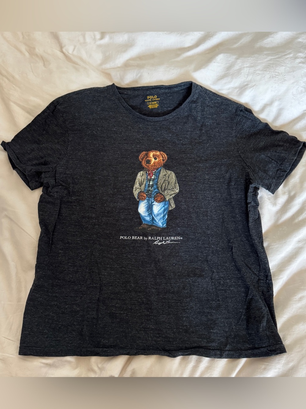 Ralph Lauren Polo Bear Men's Charcoal Graphic Tee L